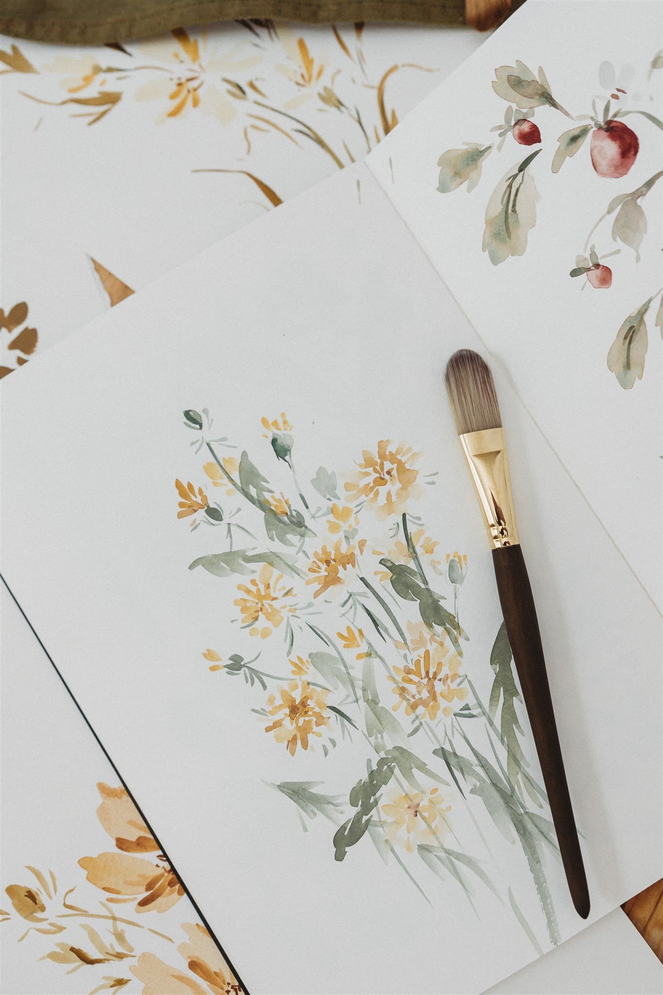yellow flowers paint brush